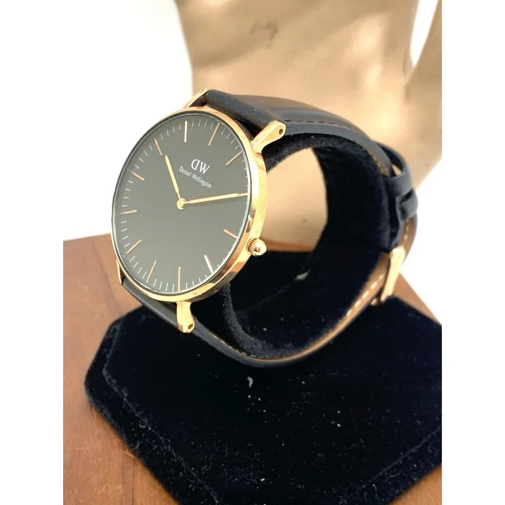 Daniel Wellington Women's Watch DW00100139 Rose Gold Black Leather Strap 36mm